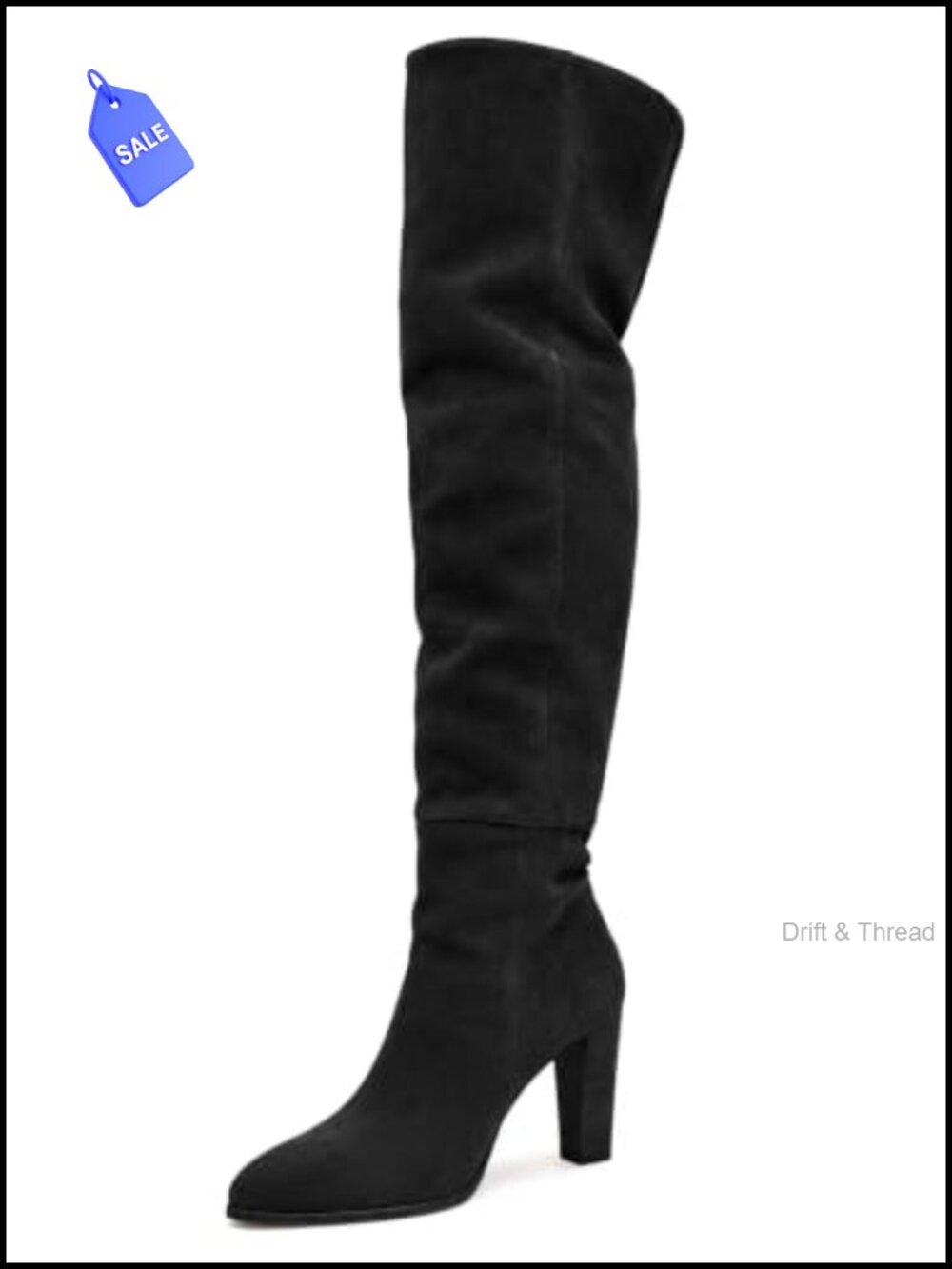 Womens Over the Knee Faux Suede Chunky Heel Boots Pointed Toe